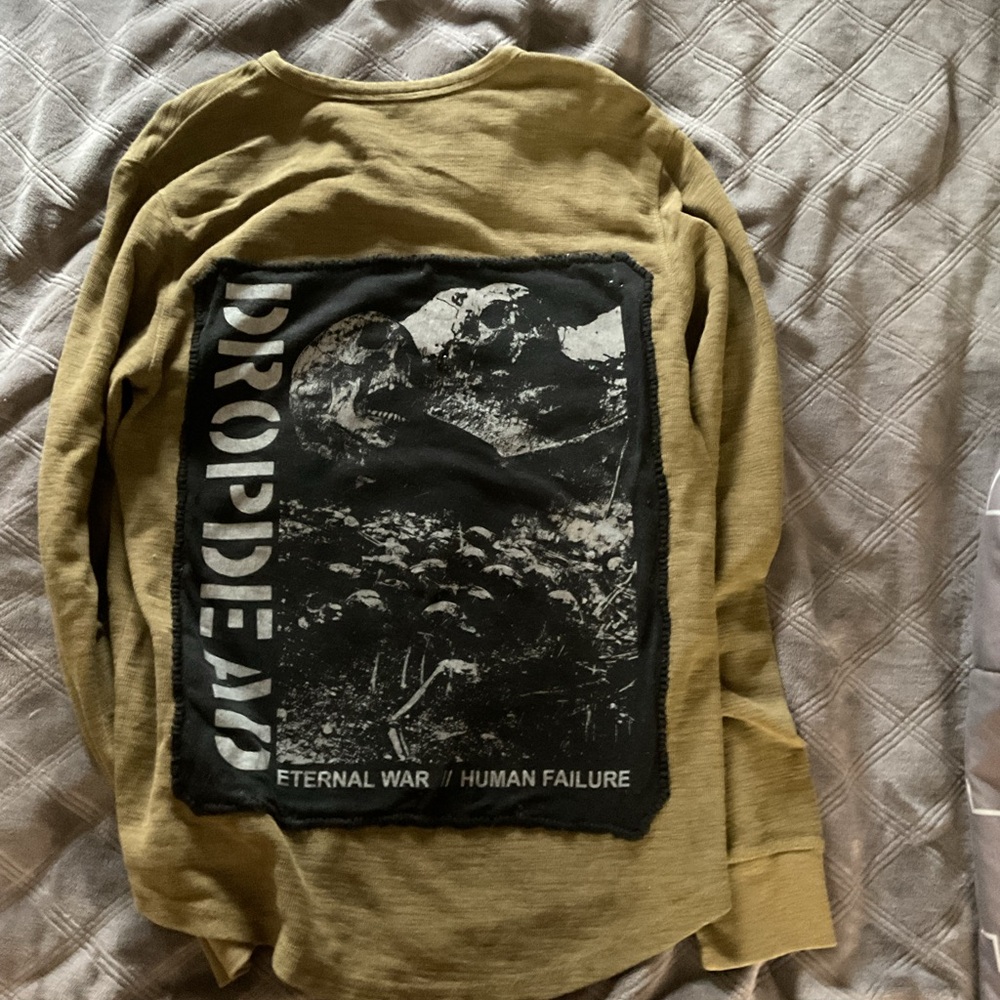 Dropdead Crust Punk Olive Long Sleeve Shirt DIY